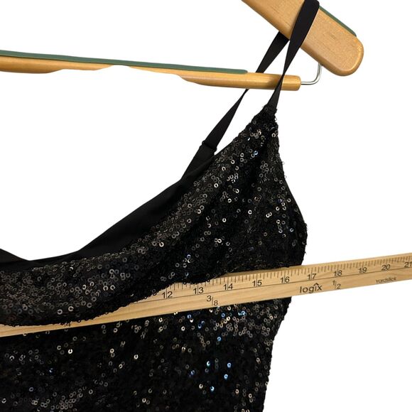 Popilush Black Sequin Shapewear Built-In Mini Dress XL - Adjustable Straps NWT - Picture 6 of 8